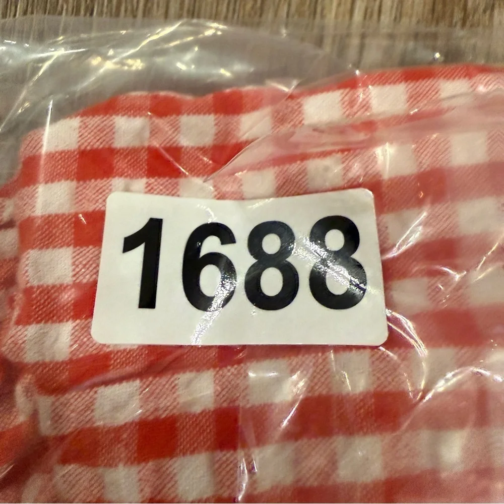 Mini Boden Romper Baby Girl 12-18 Months Red Gingham Smocked Bunny Ruffle Cotton
